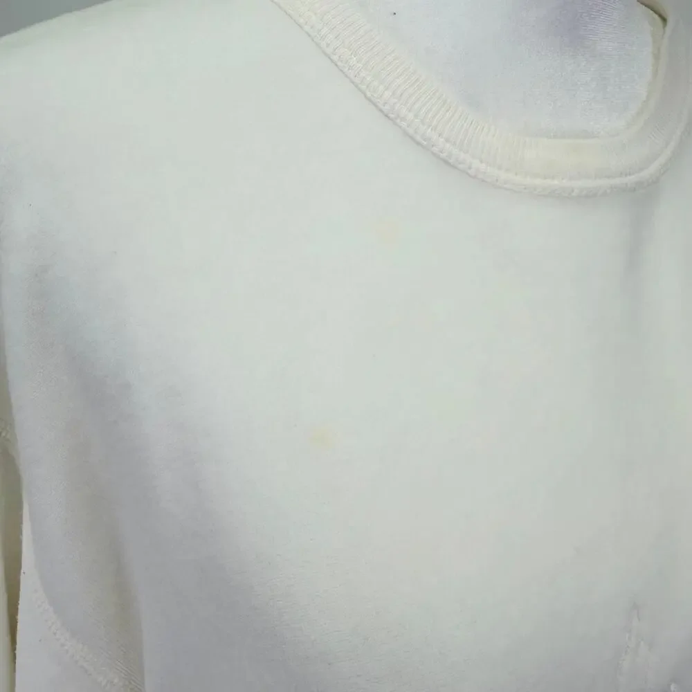 Vintage SONIA RYKIEL Cotton Velour Dress Cream Size L Exposed Seams Pockets